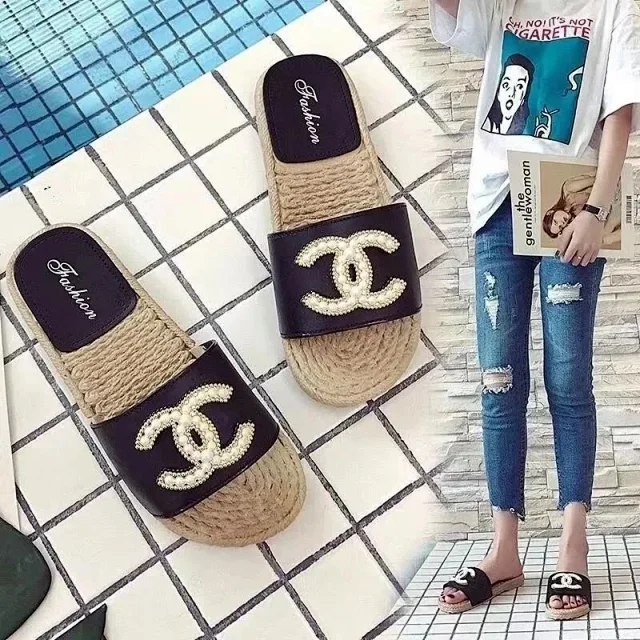 Chanel CC Logo Espadrille Slides [2 styles] -1