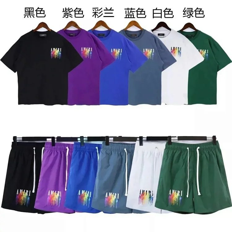 Amiri Rainbow Drip Logo T-Shir