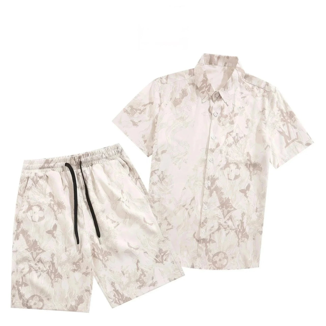 Summer hot-selling pattern refreshing shirt and shorts set -3