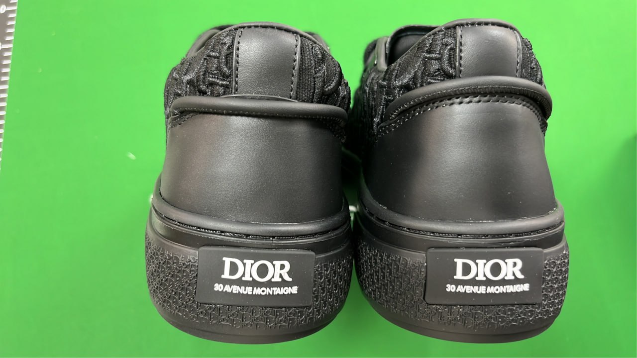 Dior Men's Black Leather Sneakers with Embossed Design -4