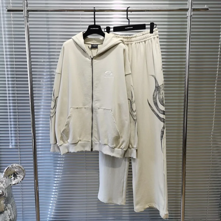 Balenciaga Cream Hoodie and Pa