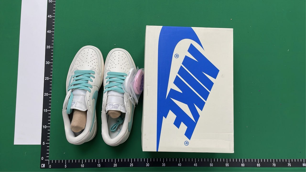 Nike Air Jordan 1 Low White Aqua Sneakers -5